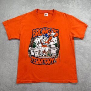 Vintage Denver Broncos Shirt Mens Large Orange NFL Football Graphic Tee 90s USA
